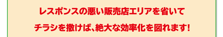 レスポンスの悪い販売店エリアを省いてチラシを撒けば、絶大な効率化を図れます!