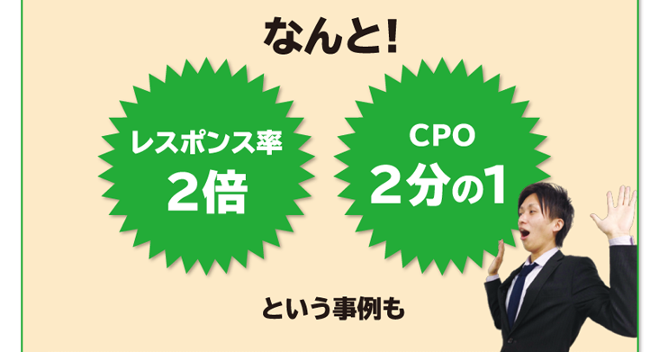 なんと!レスポンス率2倍 CPO2分の1 という事例も